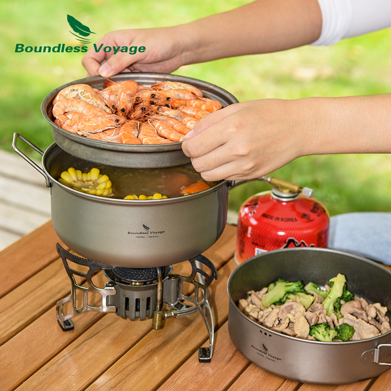 Camping Cooking Frying Pan - Sınırsız Voyage Titanyum Vapur Tencere kızartma