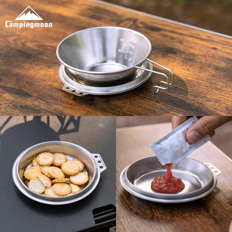 Camping Cooking Frying Pan - CAMPINGMOON S-SD Kalınlaştırılmış Paslanmaz Çelik Kızartma