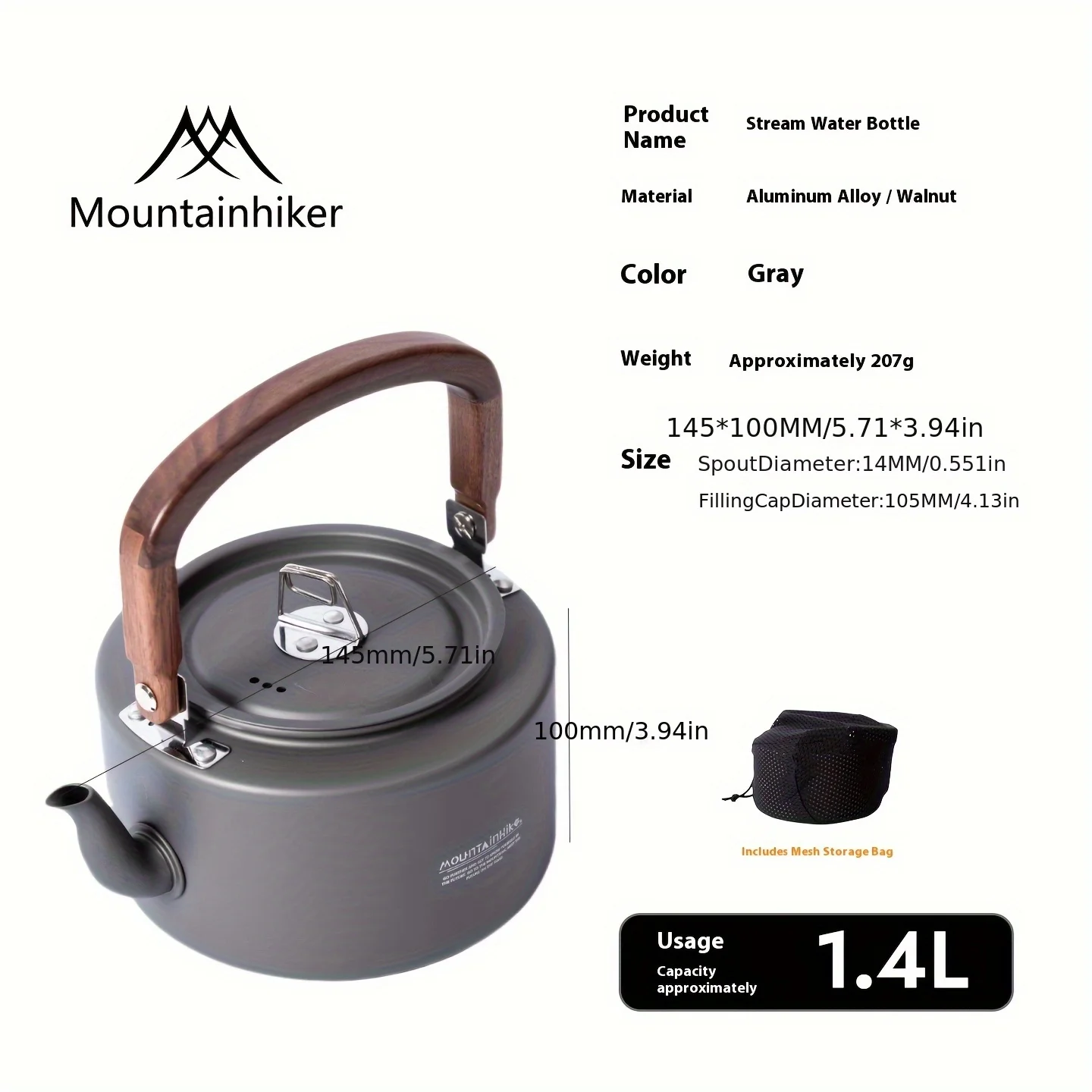 Camping Cooking Set 2 Person - Kamp Çaydanlığı-Yeni Alüminyum Alaşımlı Yapı, Ahşap