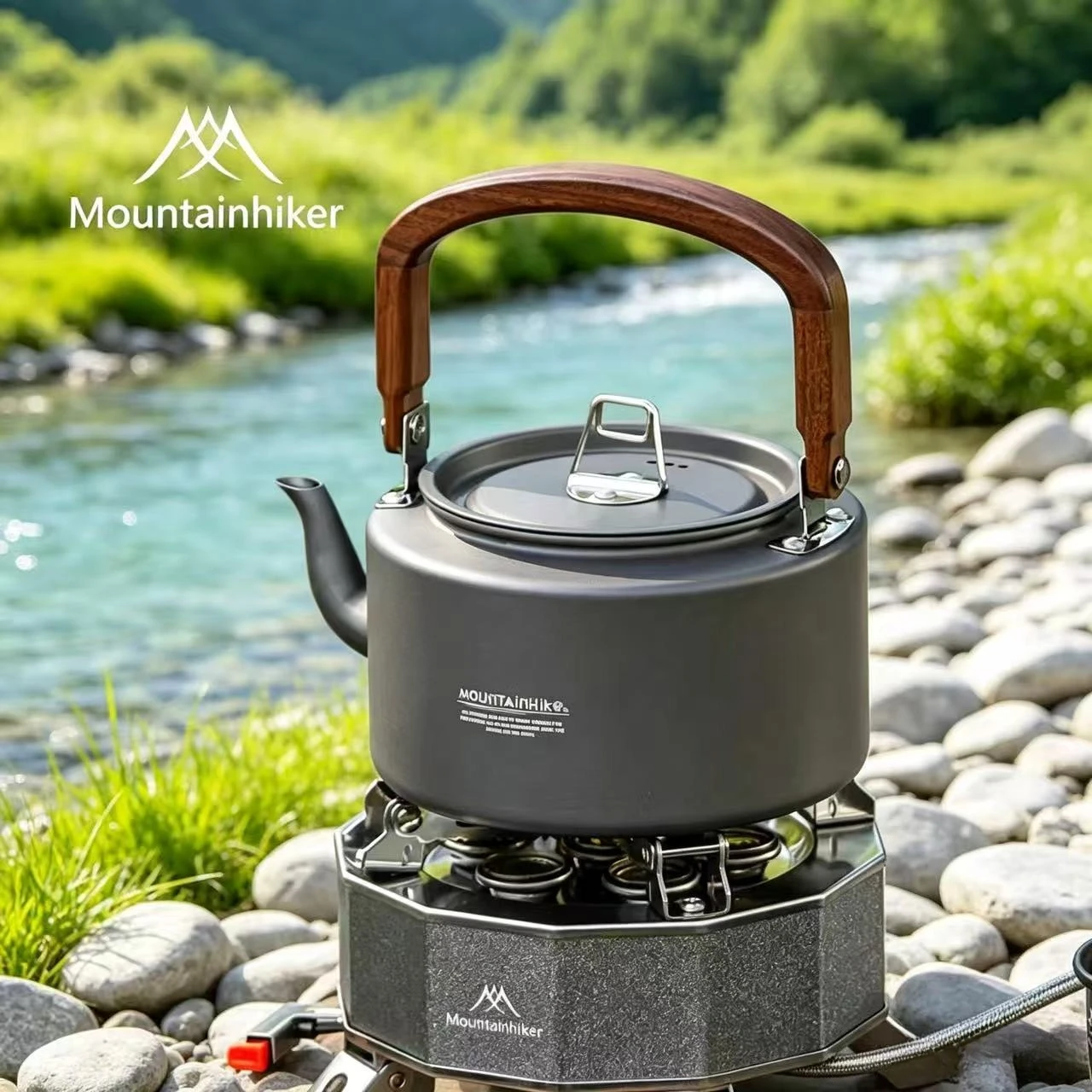 Camping Cooking Set 2 Person - Camping1.4L Çaydanlık Alüminyum Alaşımlı Yapı, Ahşap