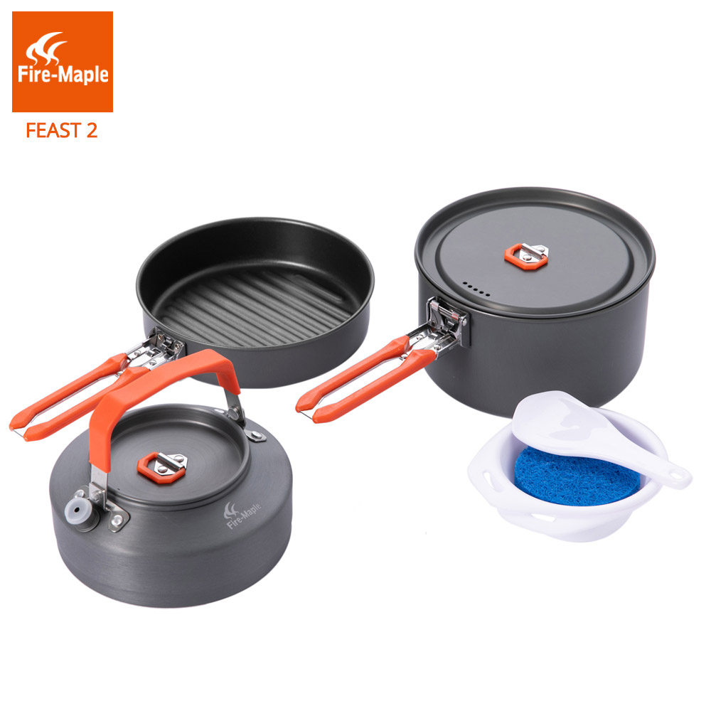 Camping Cooking Set 2 Person - Yangın akçaağaç piknik Pot tava seti