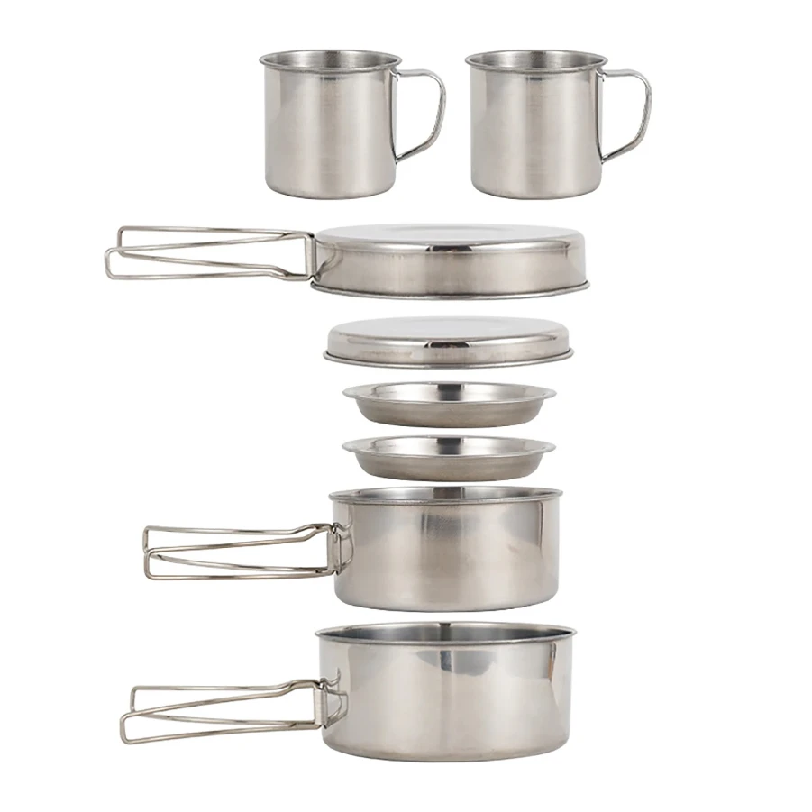 8 adet/takım kamp tencere seti - Camping Cooking Set Stainless Steel incelemesi ve fiyatı