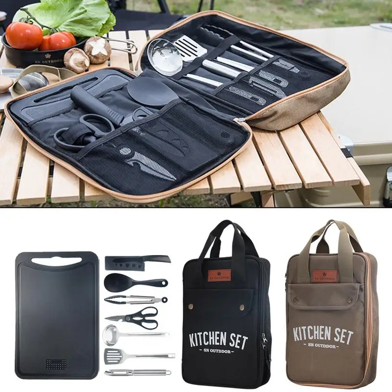 8 adet Kamp Mutfak Tencere Set - Camping Cooking Utensil Organizer incelemesi ve fiyatı